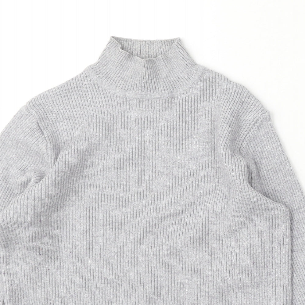 Damart Womens Grey Mock Neck Wool Pullover Jumper Size 14
