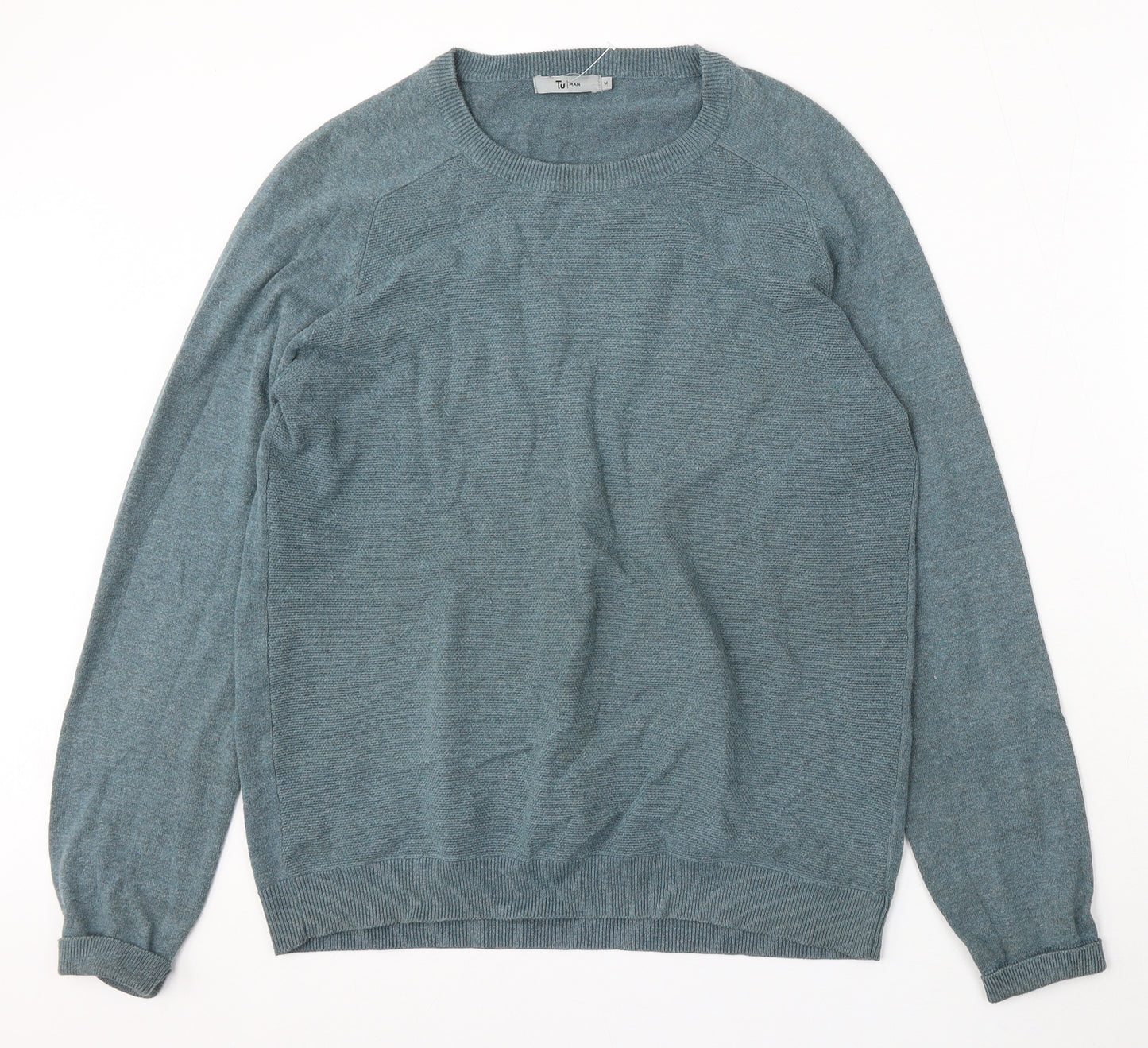 TU Mens Blue Round Neck Cotton Pullover Jumper Size M