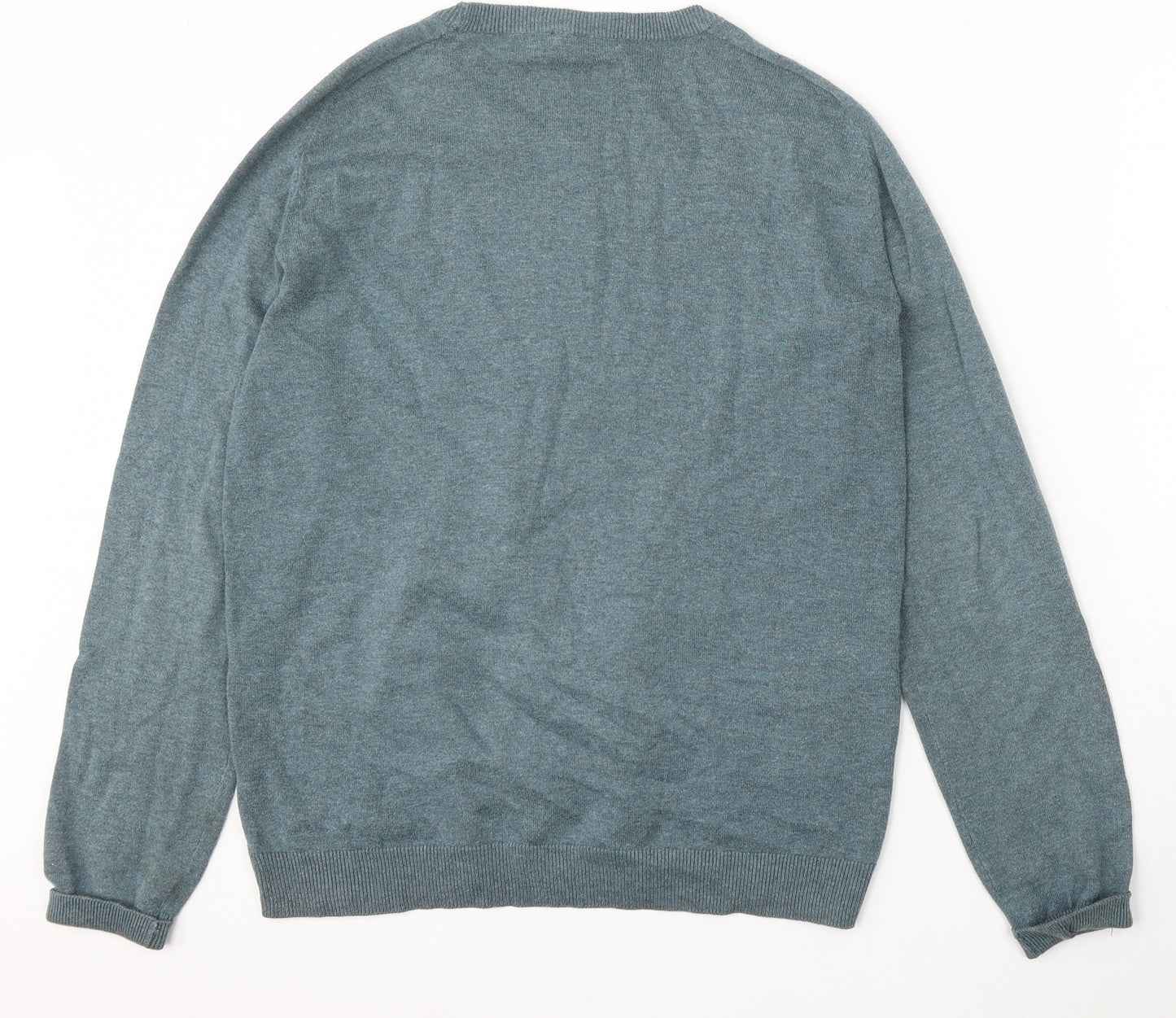 TU Mens Blue Round Neck Cotton Pullover Jumper Size M