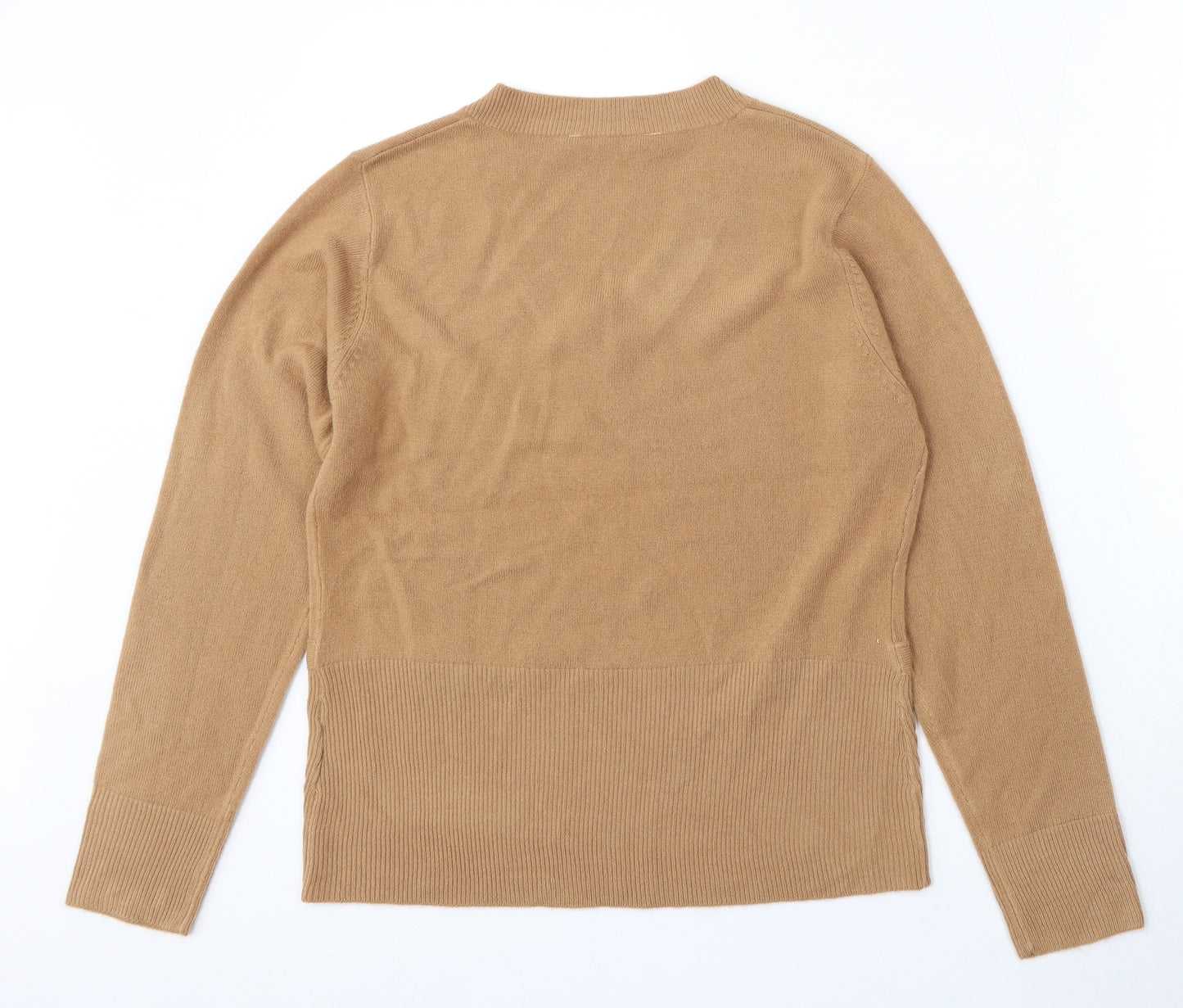 Victoria Jayne Womens Beige V-Neck Acrylic Pullover Jumper Size 16