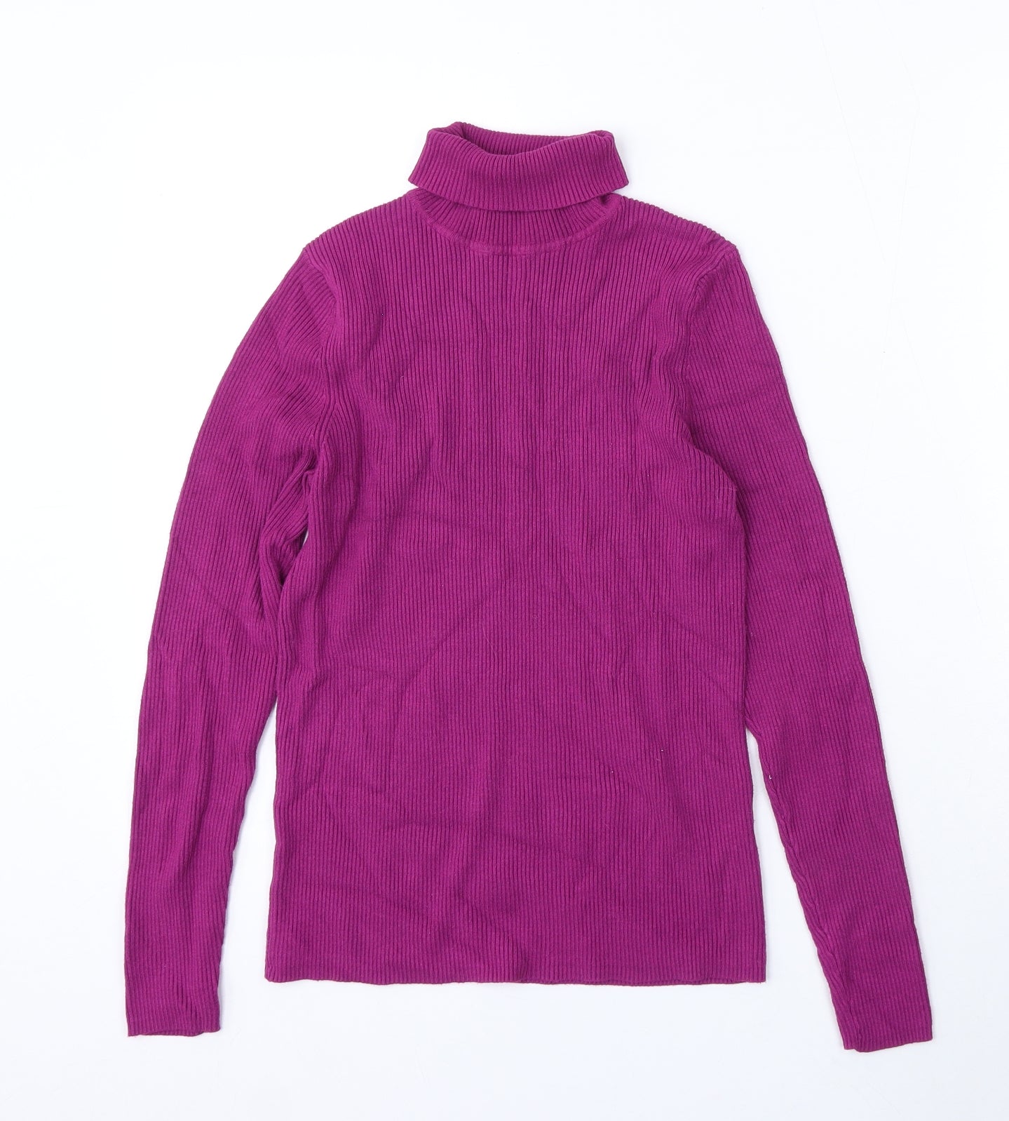 Marks and Spencer Womens Purple Roll Neck Viscose Pullover Jumper Size 14