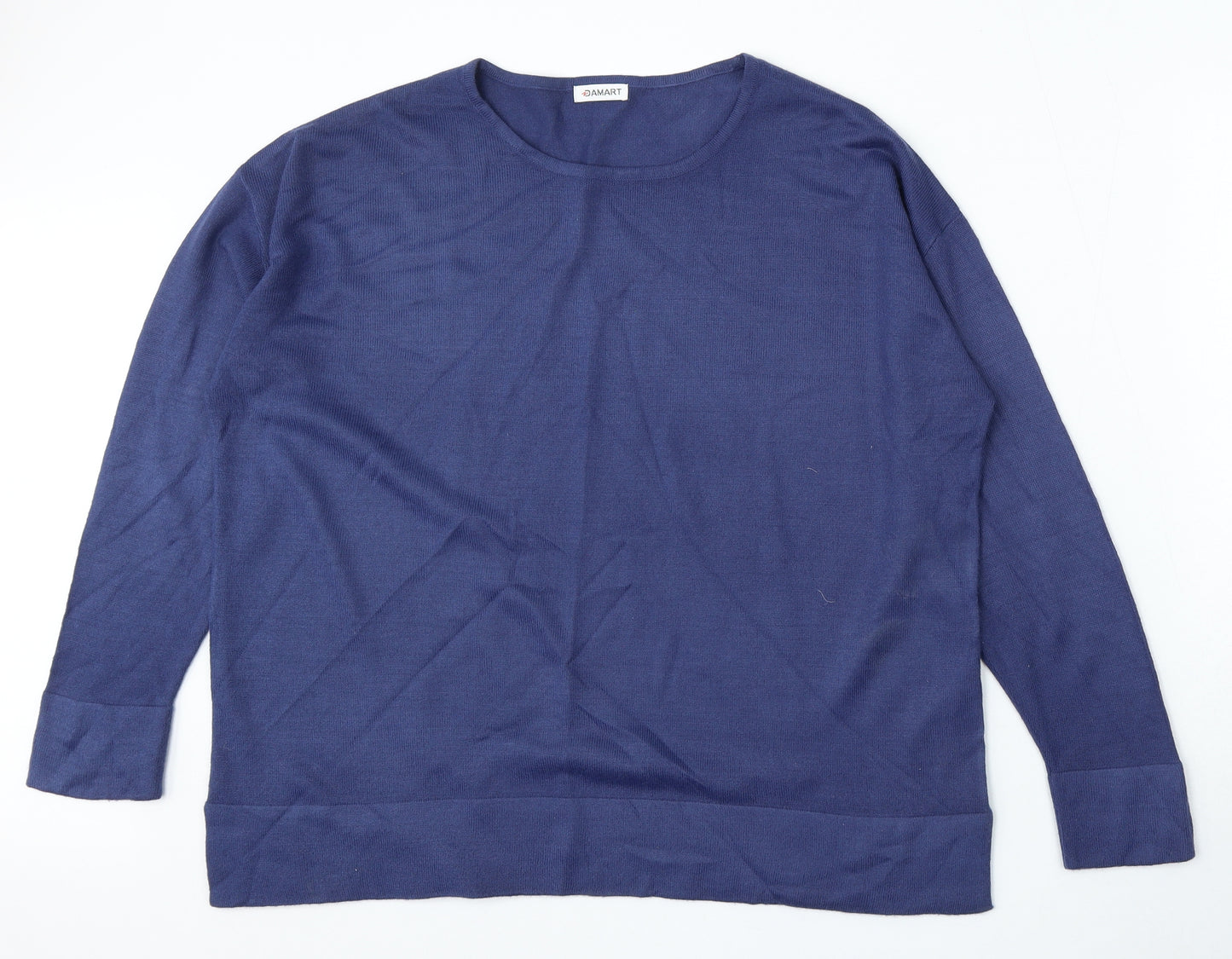 Damart Womens Blue Round Neck Acrylic Pullover Jumper Size 18