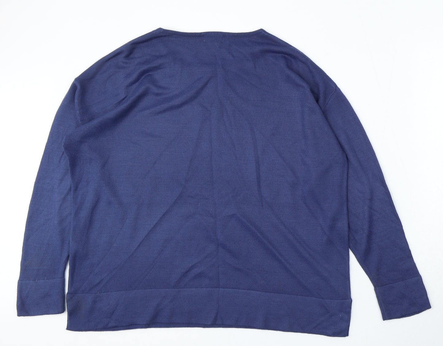 Damart Womens Blue Round Neck Acrylic Pullover Jumper Size 18