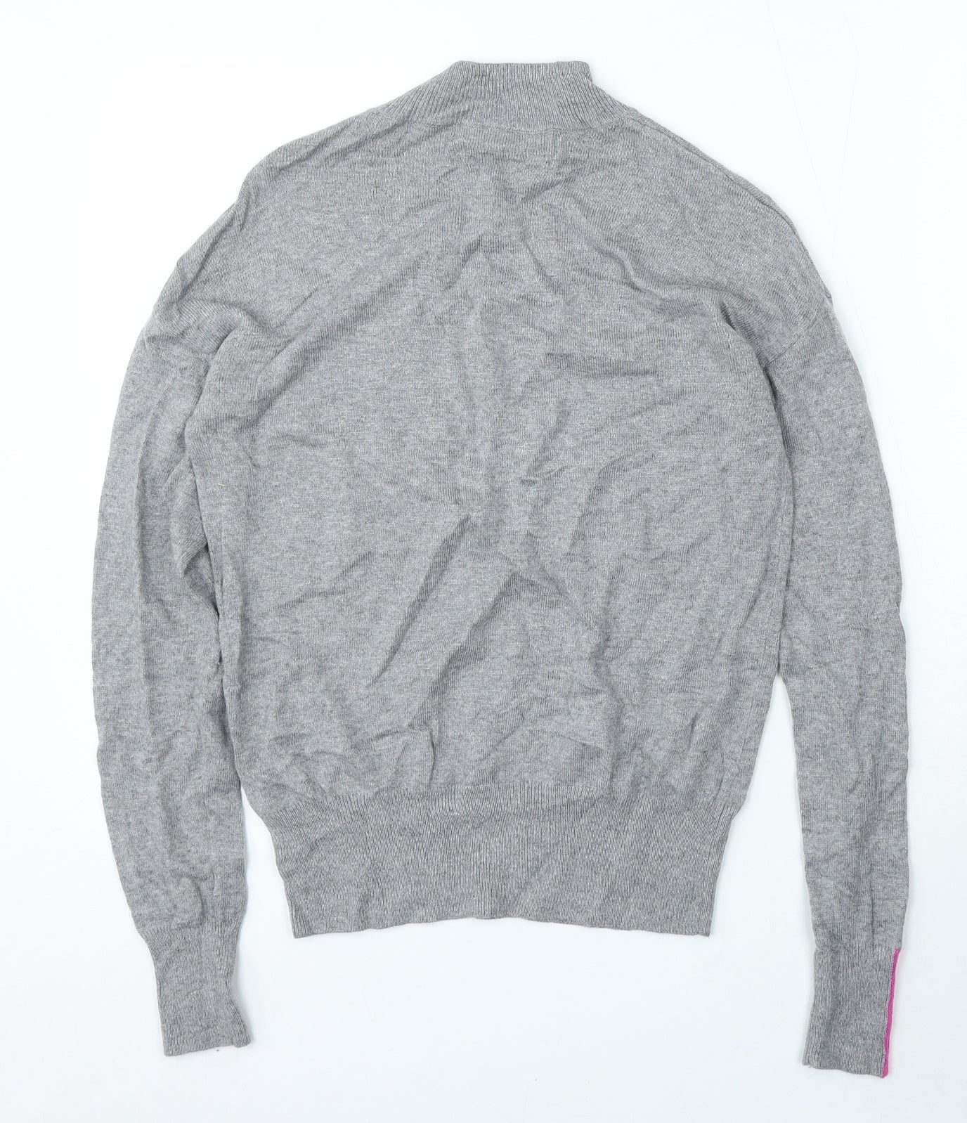 NEXT Womens Grey Mock Neck Geometric Nylon Pullover Jumper Size 8 - Stars