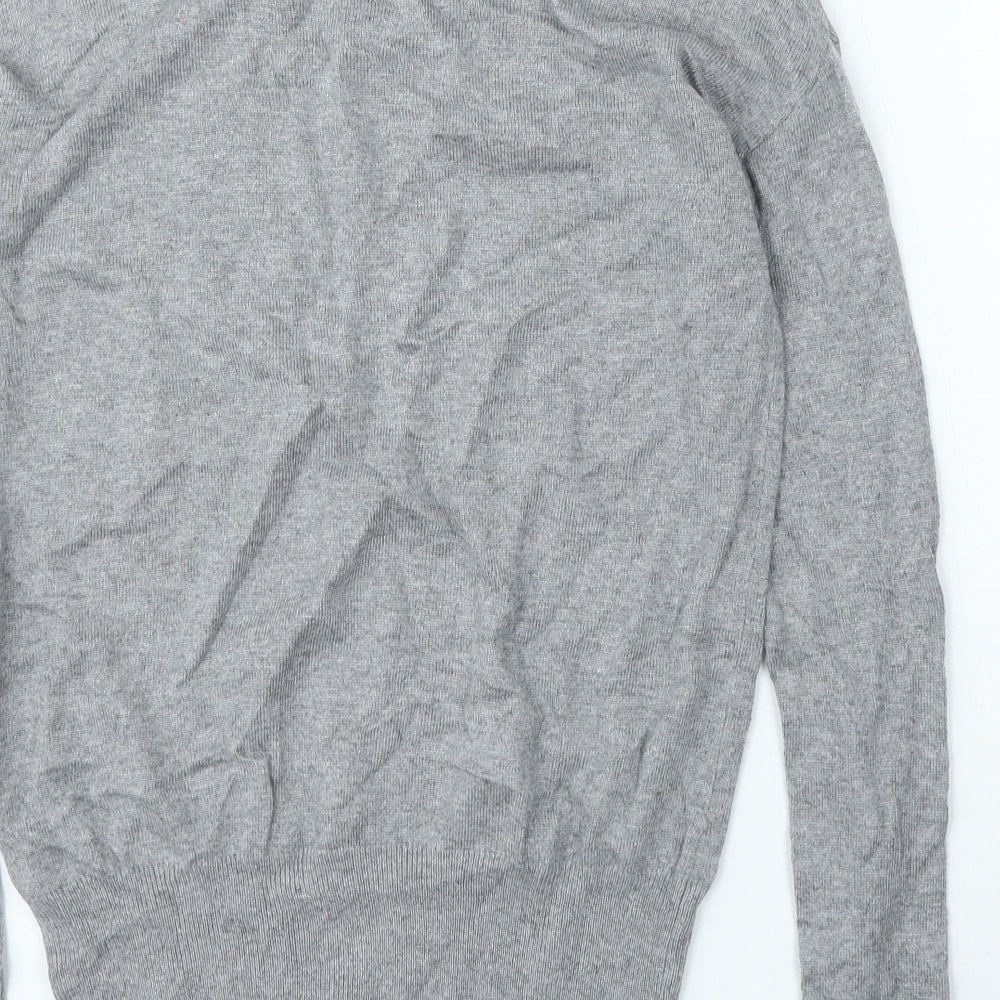 NEXT Womens Grey Mock Neck Geometric Nylon Pullover Jumper Size 8 - Stars