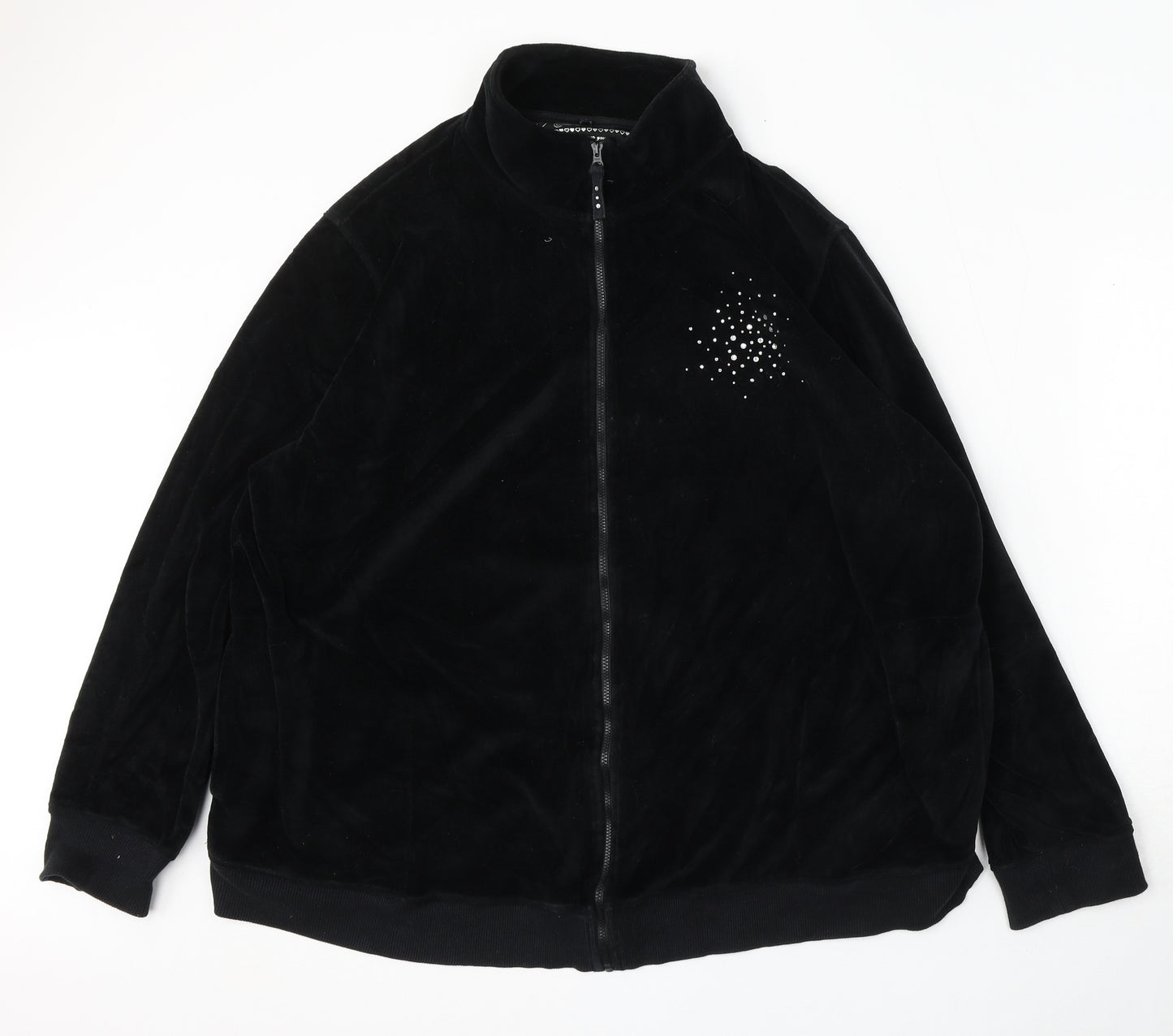 Evans Womens Black Cotton Full Zip Sweatshirt Size 26 Zip