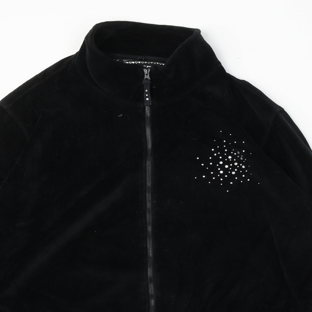 Evans Womens Black Cotton Full Zip Sweatshirt Size 26 Zip