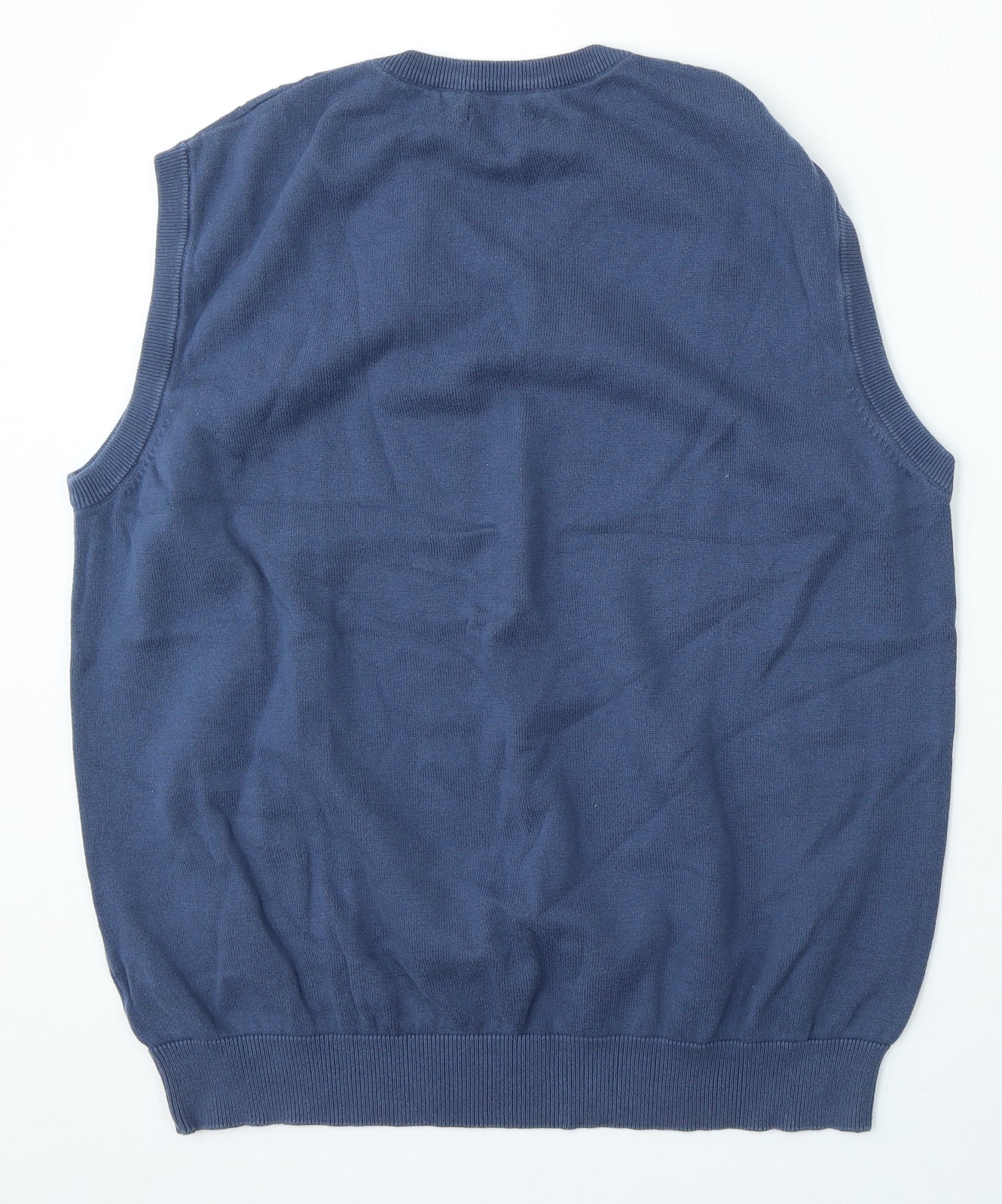 Thomas Nash Mens Blue V-Neck Cotton Vest Jumper Size L