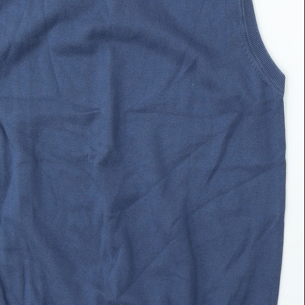 Thomas Nash Mens Blue V-Neck Cotton Vest Jumper Size L