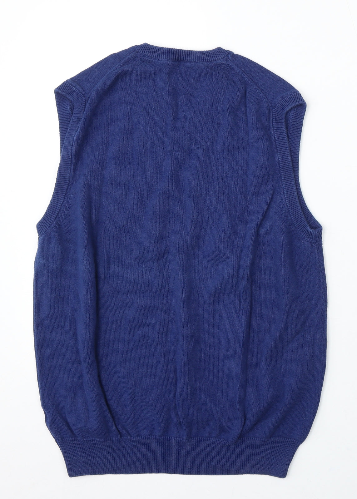 Marks and Spencer Mens Blue V-Neck Polyester Vest Jumper Size M