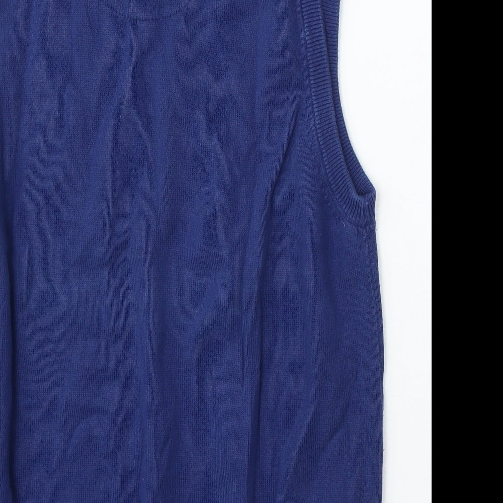 Marks and Spencer Mens Blue V-Neck Polyester Vest Jumper Size M