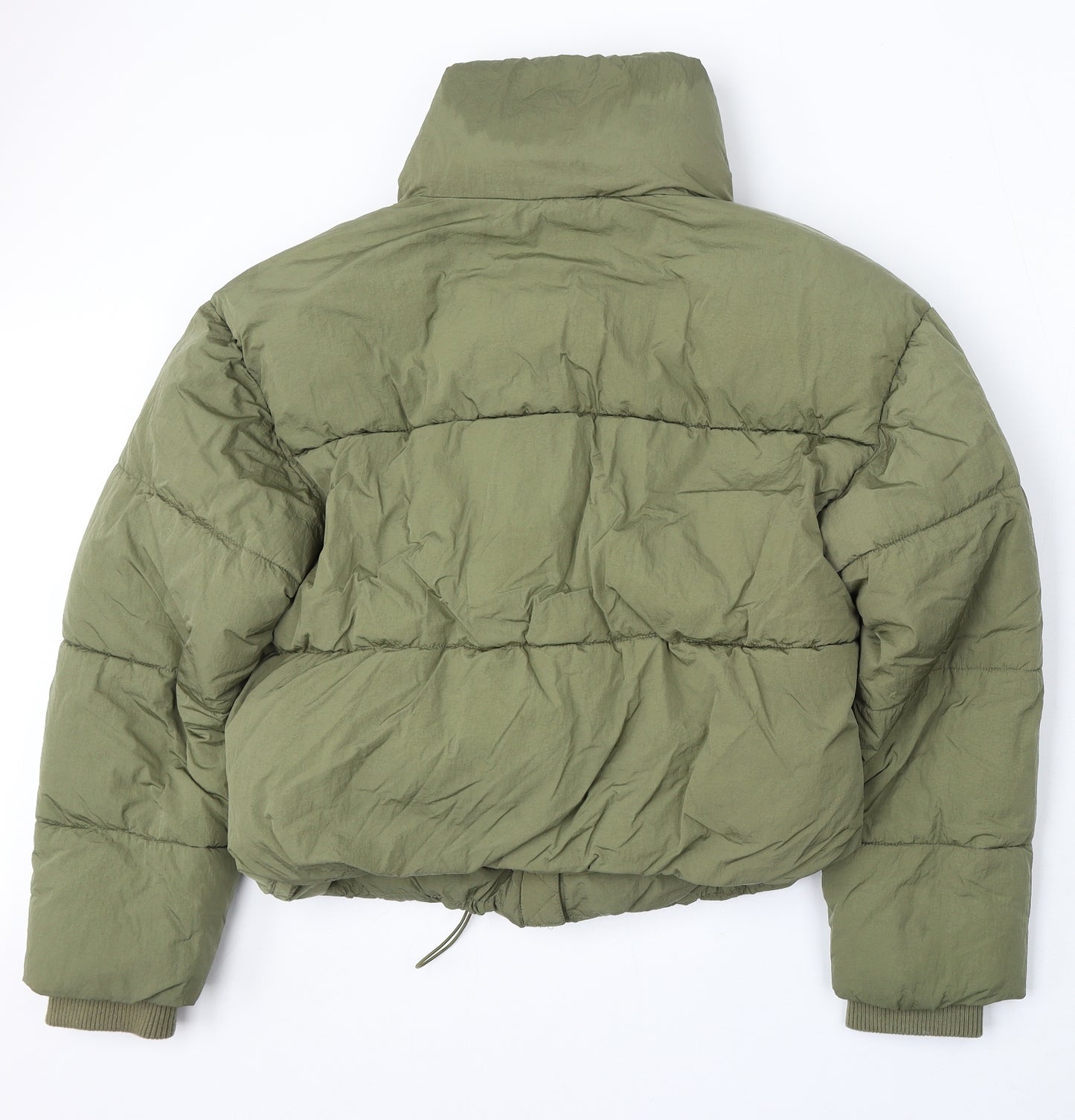 Zara Womens Green Puffer Jacket Coat Size S Zip