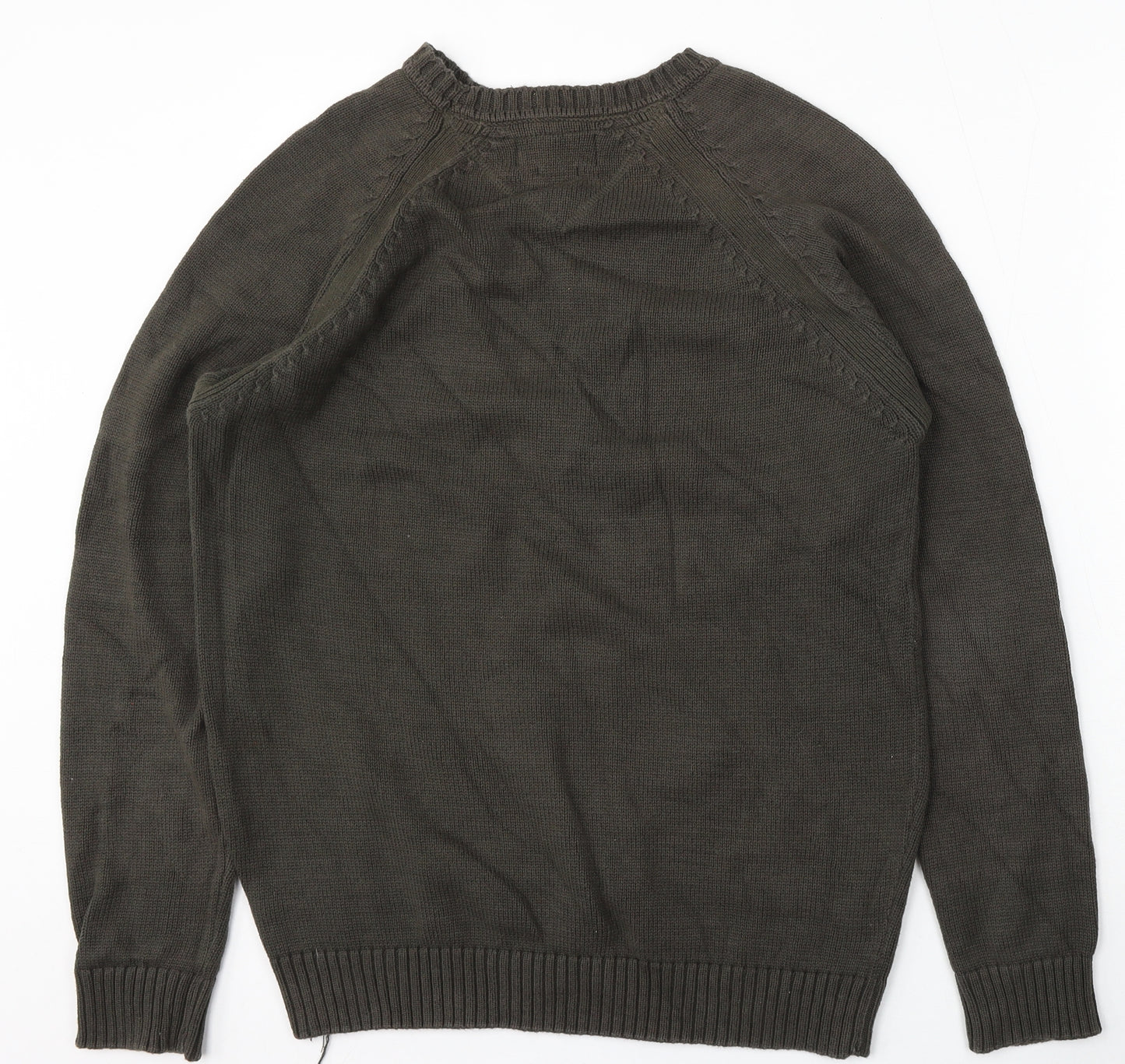 BHS Mens Green Round Neck Cotton Pullover Jumper Size S