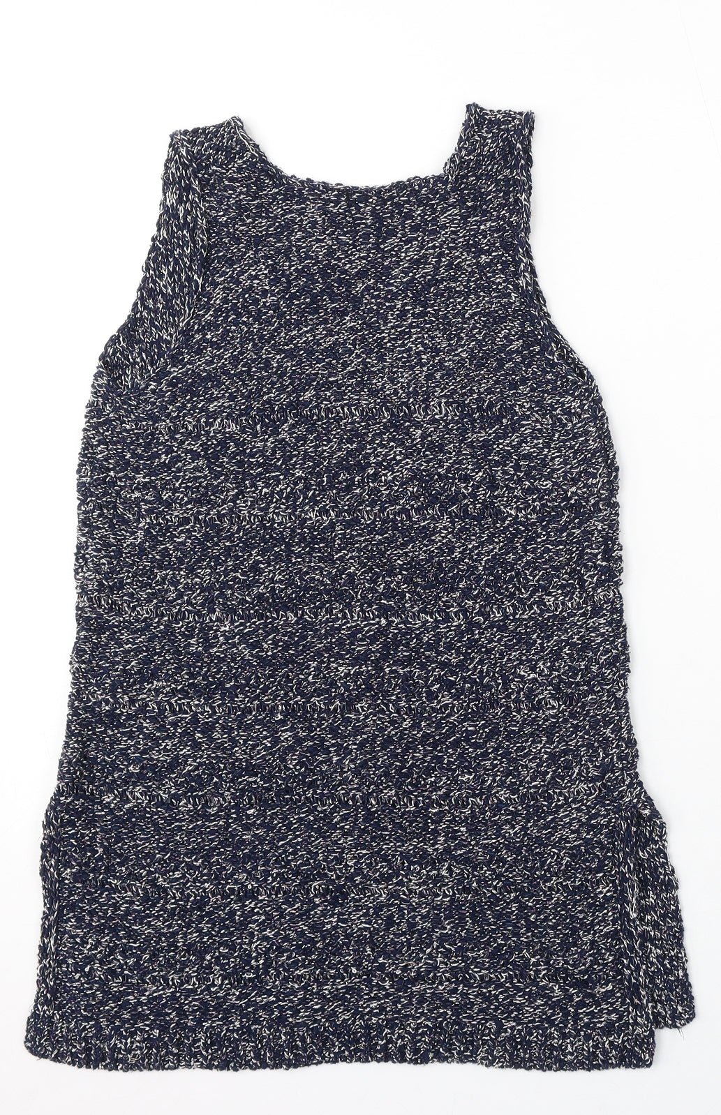 F&F Womens Blue V-Neck Cotton Vest Jumper Size 12