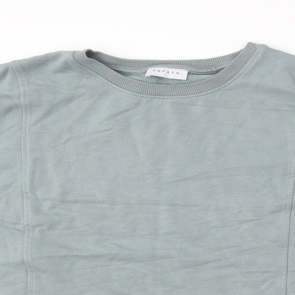 Papaya Womens Blue Viscose Pullover Sweatshirt Size L