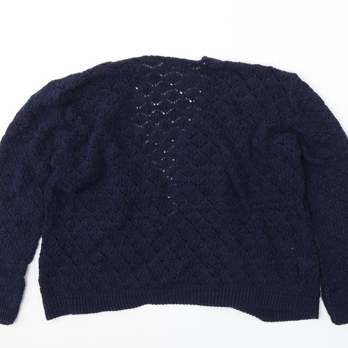 Pure & Natural Womens Blue V-Neck Cotton Cardigan Jumper Size M