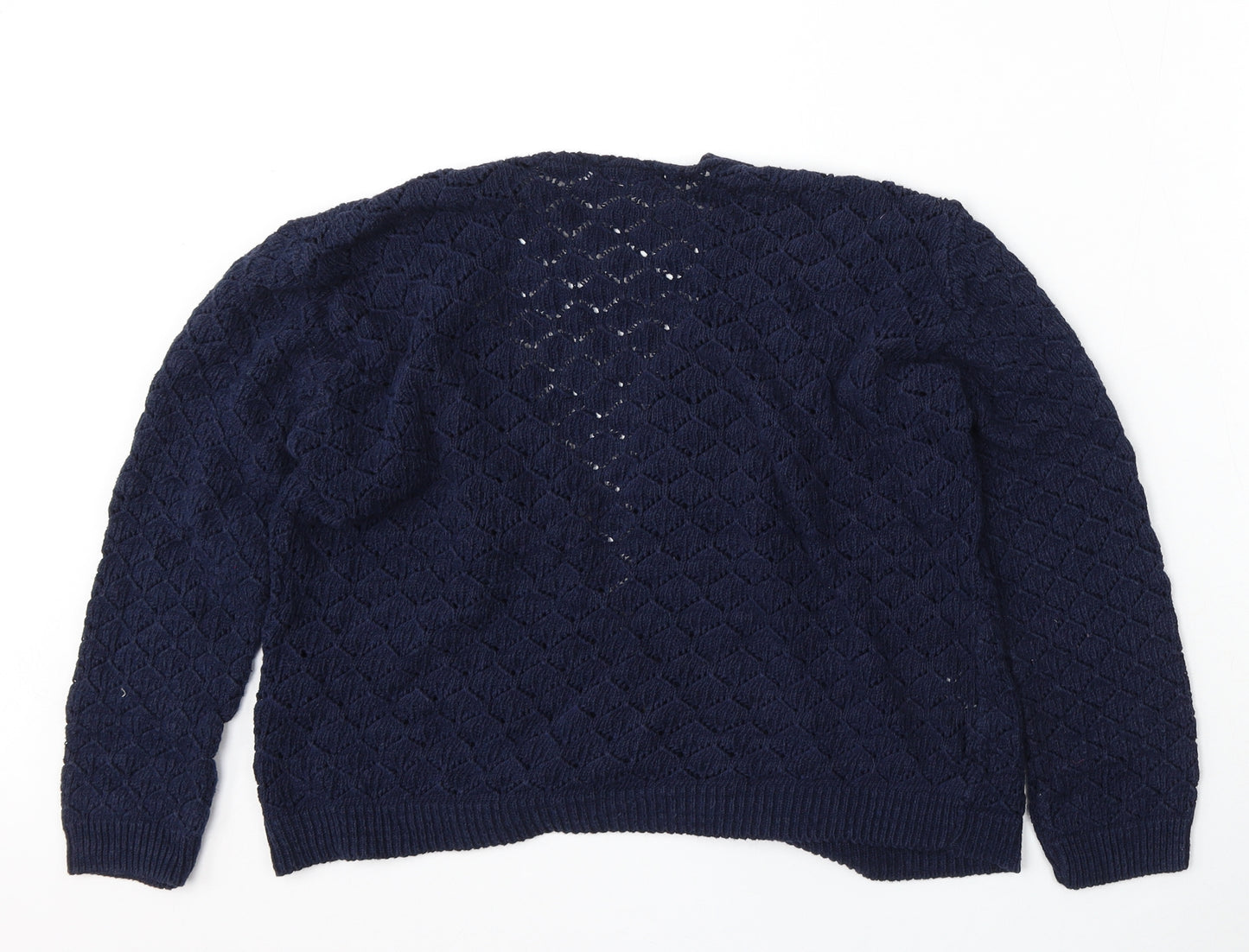 Pure & Natural Womens Blue V-Neck Cotton Cardigan Jumper Size M