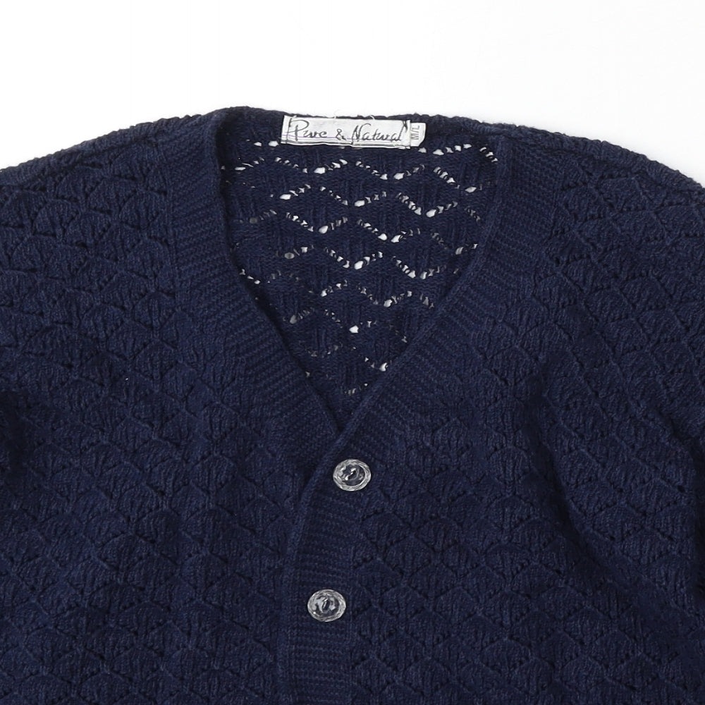Pure & Natural Womens Blue V-Neck Cotton Cardigan Jumper Size M