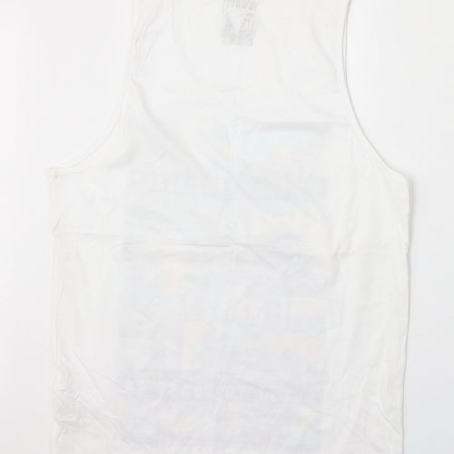 Cedar Wood State Mens White Cotton T-Shirt Size S Round Neck - Miami to Long Beach