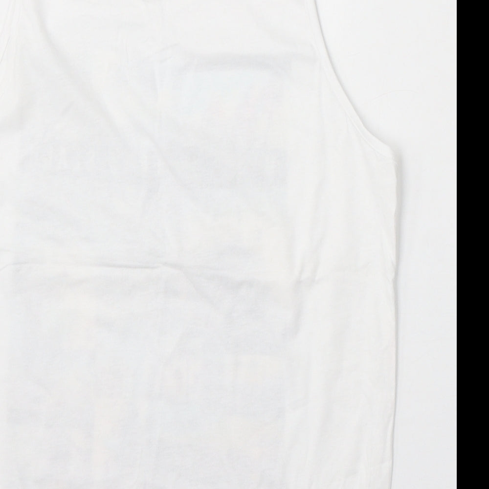Cedar Wood State Mens White Cotton T-Shirt Size S Round Neck - Miami to Long Beach