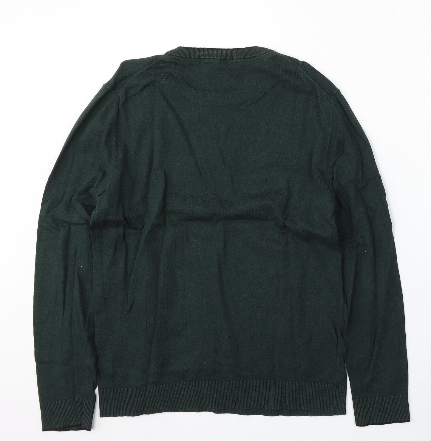 JACK & JONES Womens Green Round Neck Cotton Pullover Jumper Size L