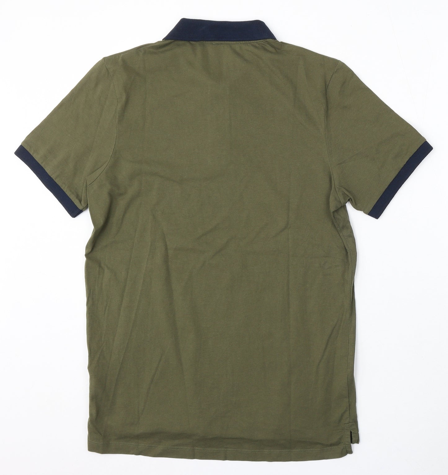 JACK & JONES Mens Green Cotton Polo Size M Collared Button