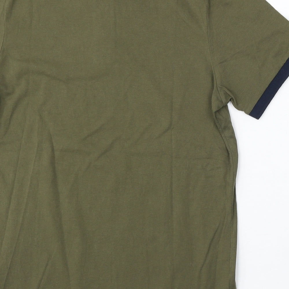 JACK & JONES Mens Green Cotton Polo Size M Collared Button