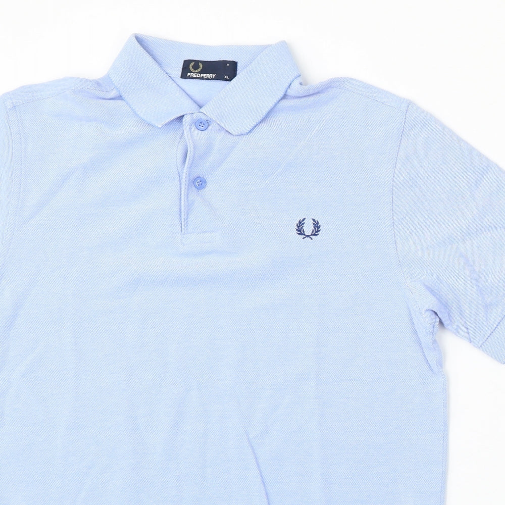 Fred Perry Boys Blue Cotton Basic Polo Size XL Collared Button