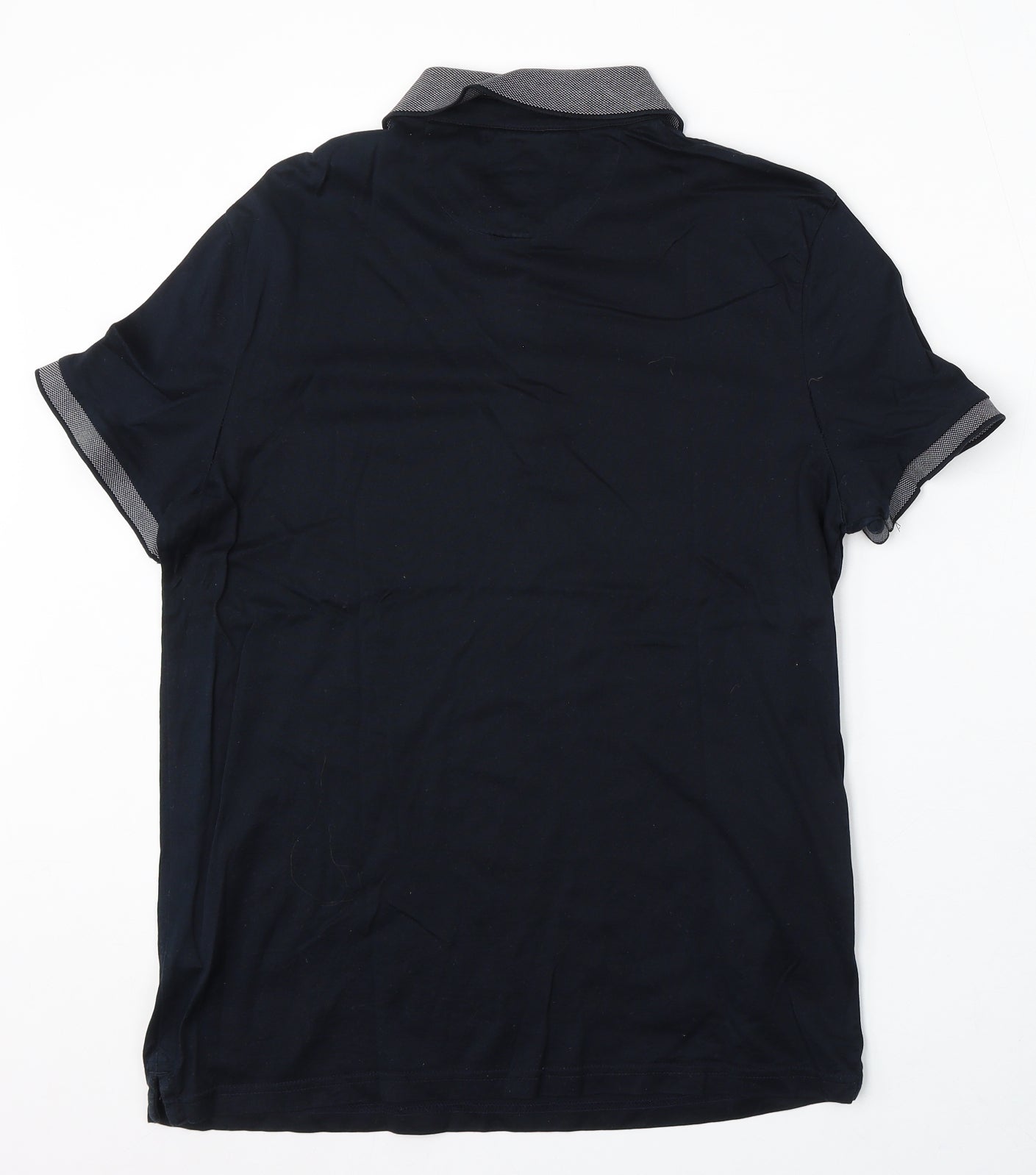 Jeff Banks Mens Black Cotton Polo Size M Collared Button