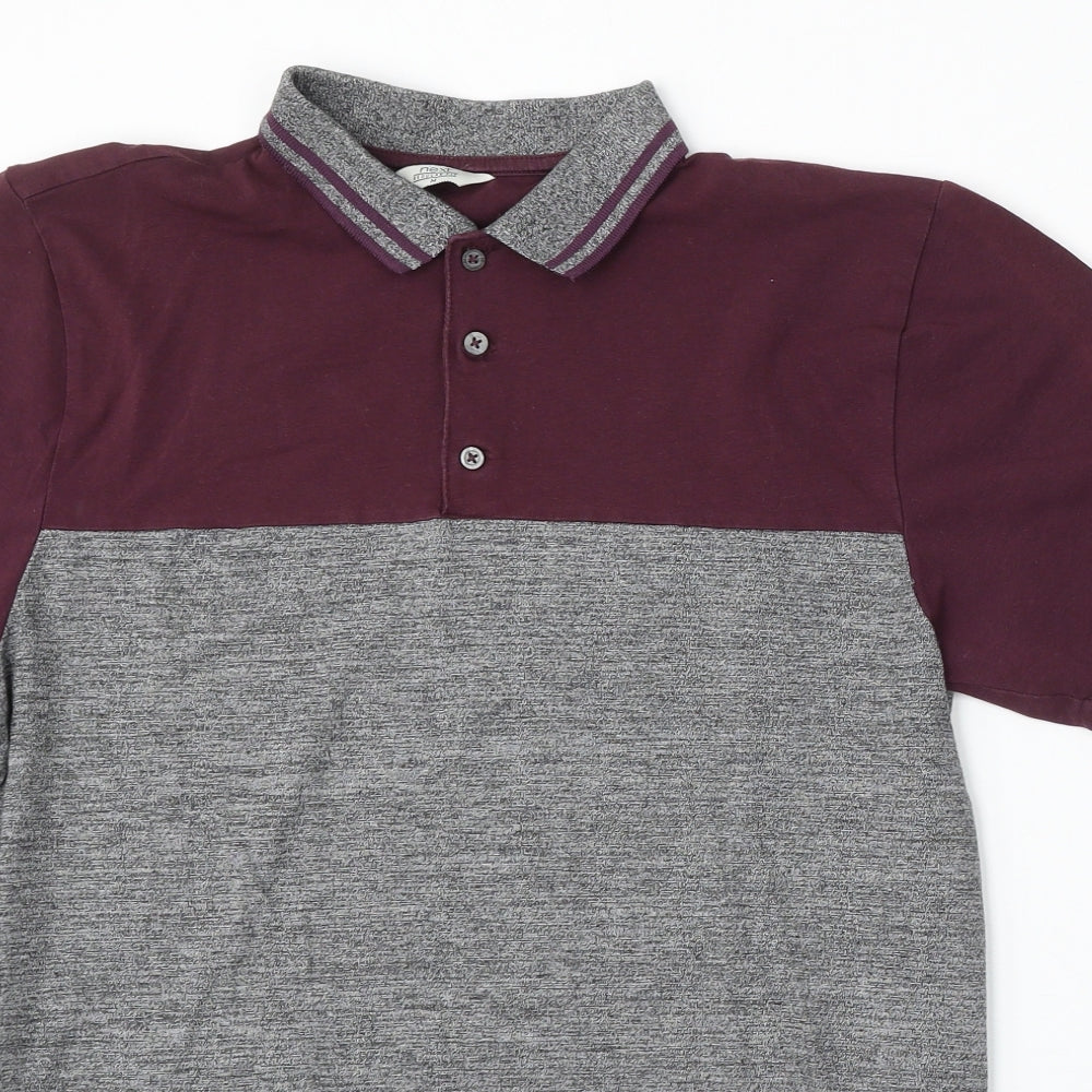NEXT Mens Red Cotton Polo Size M Collared Button