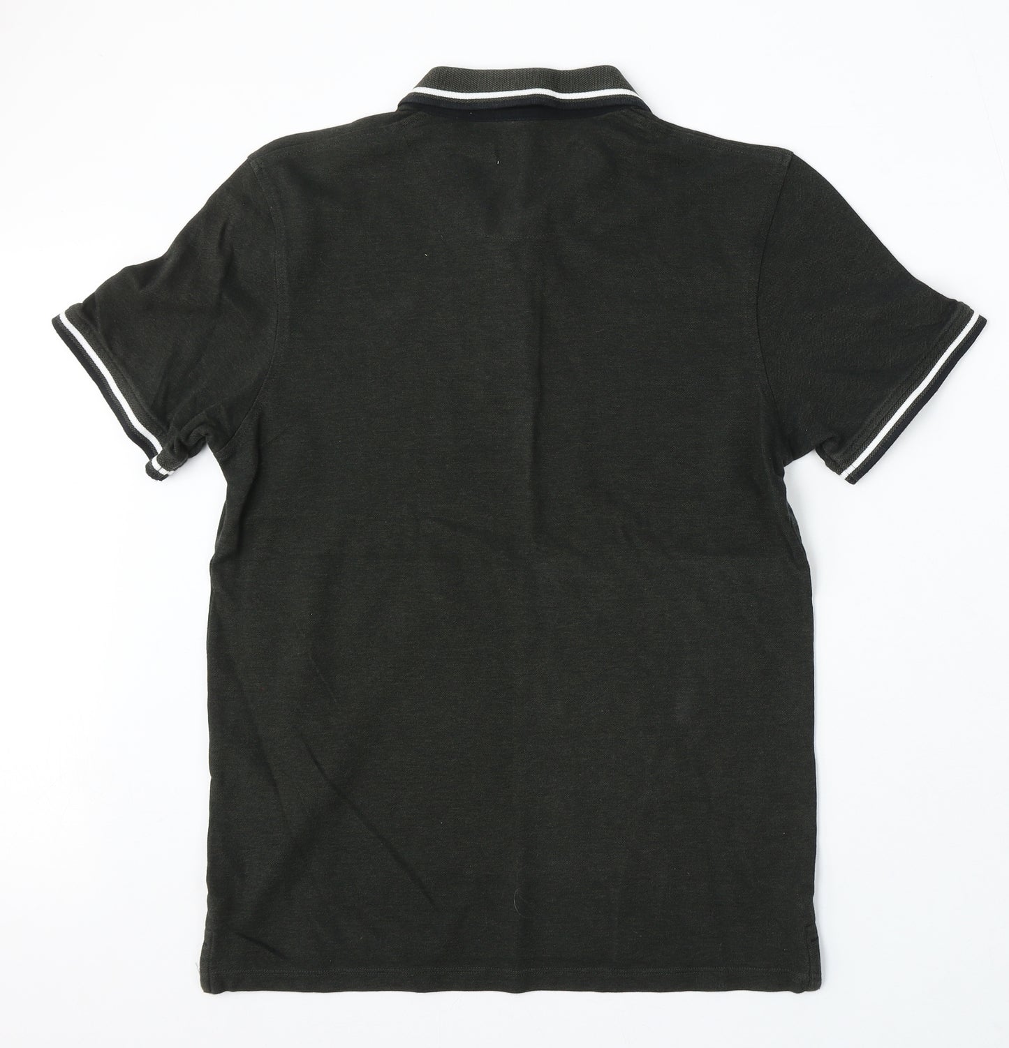 JACK & JONES Mens Green Cotton Polo Size L Collared Button