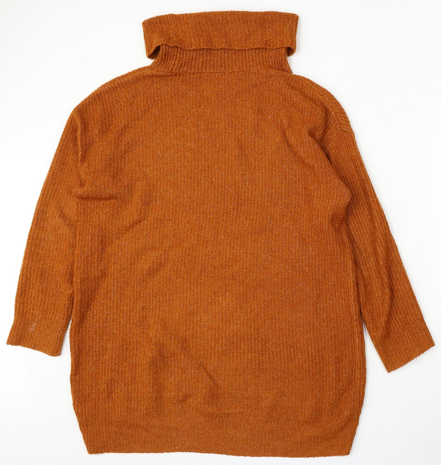 F&F Womens Orange Roll Neck Acrylic Pullover Jumper Size 14
