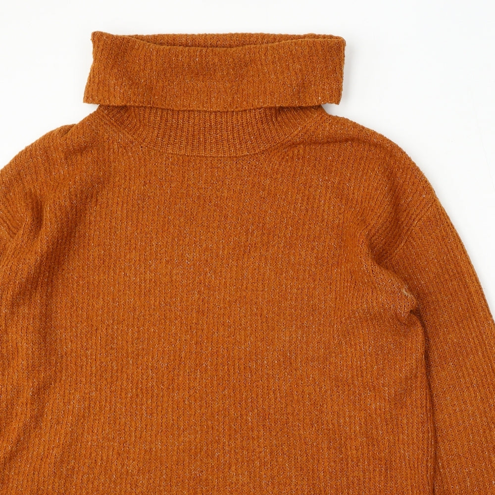 F&F Womens Orange Roll Neck Acrylic Pullover Jumper Size 14