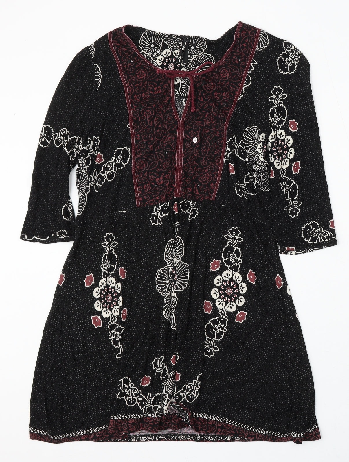 NEXT Womens Black V-Neck Polka Dot Viscose Pullover Jumper Size 16