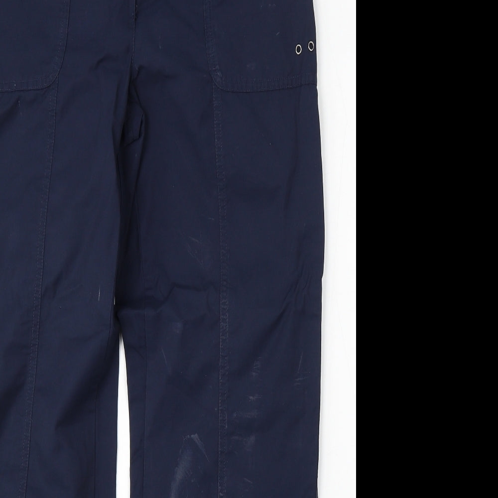 NEXT Womens Blue Cotton Cargo Trousers Size 12 L31 in Regular Zip