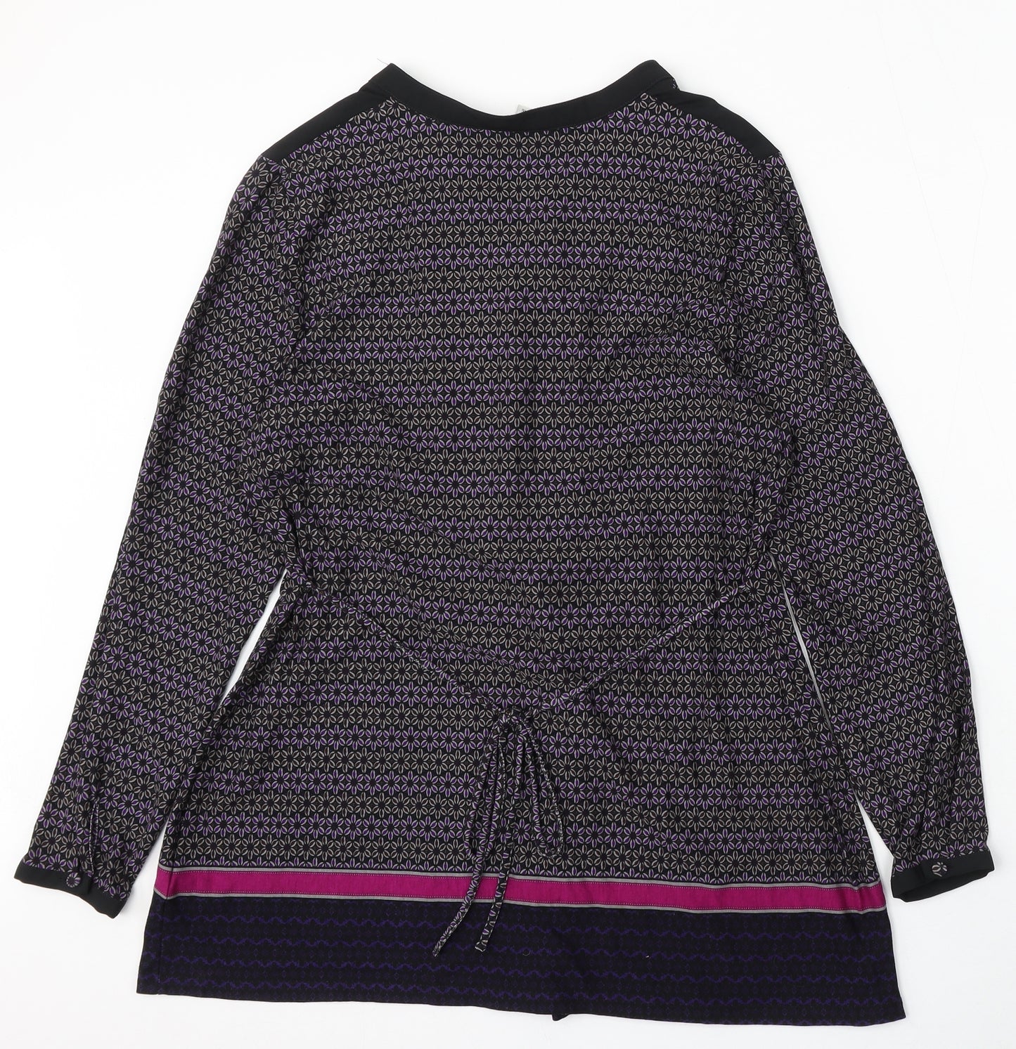 Marks and Spencer Womens Blue Geometric Viscose Jumper Dress Size 16 V-Neck Button