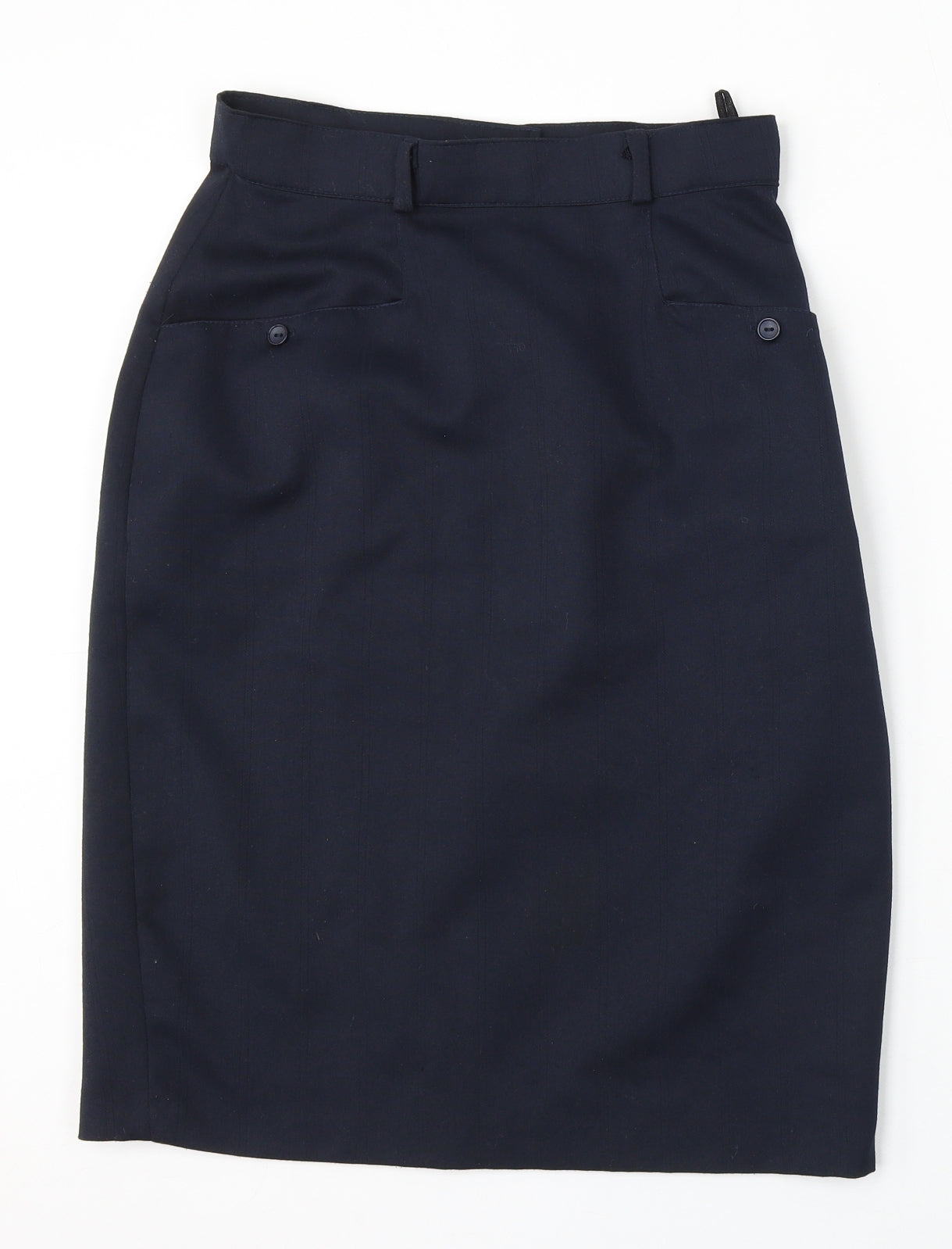 Preworn Womens Blue Viscose Straight & Pencil Skirt Size 14 Zip