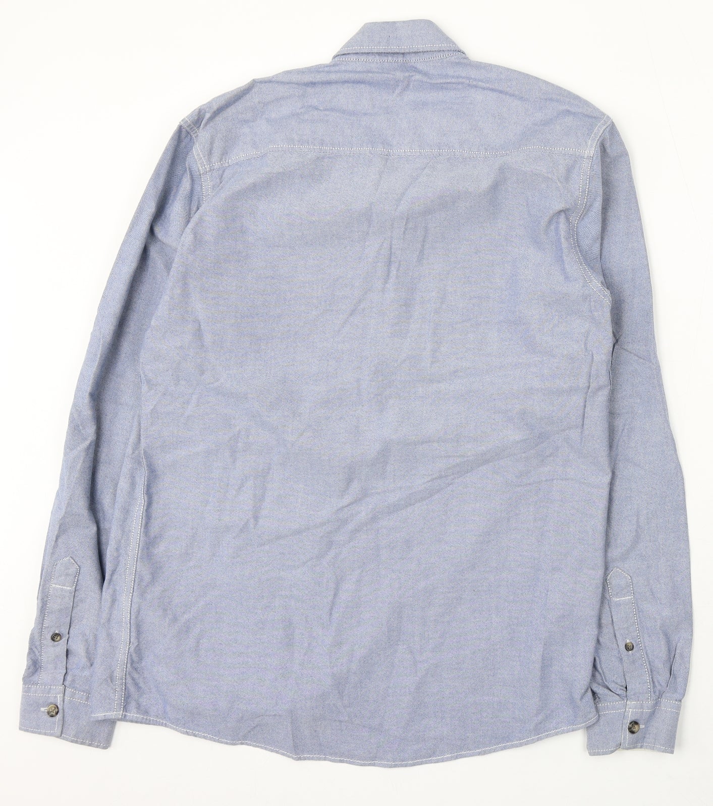 Jack and Jones Mens Blue Cotton Button-Up Size M Collared Button