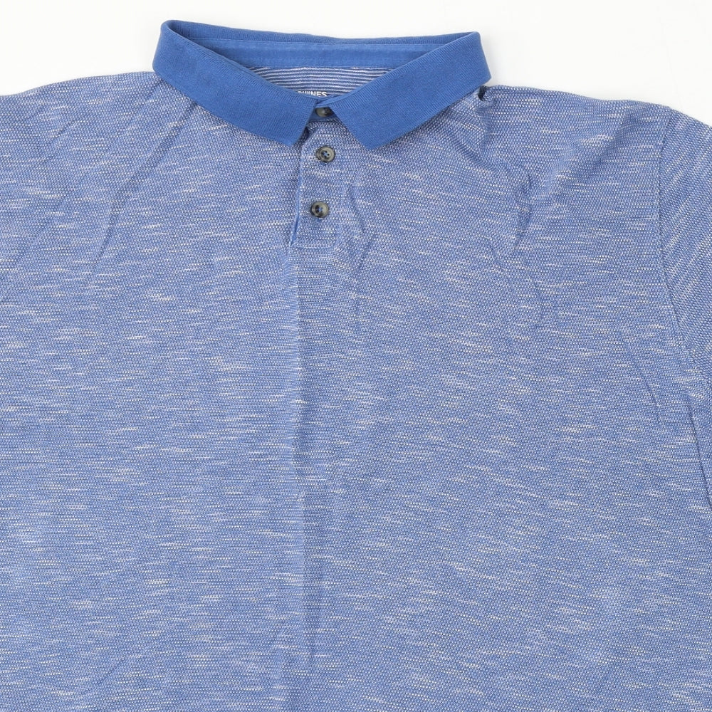 Dunnes Stores Mens Blue Cotton Polo Size 3XL Collared Button