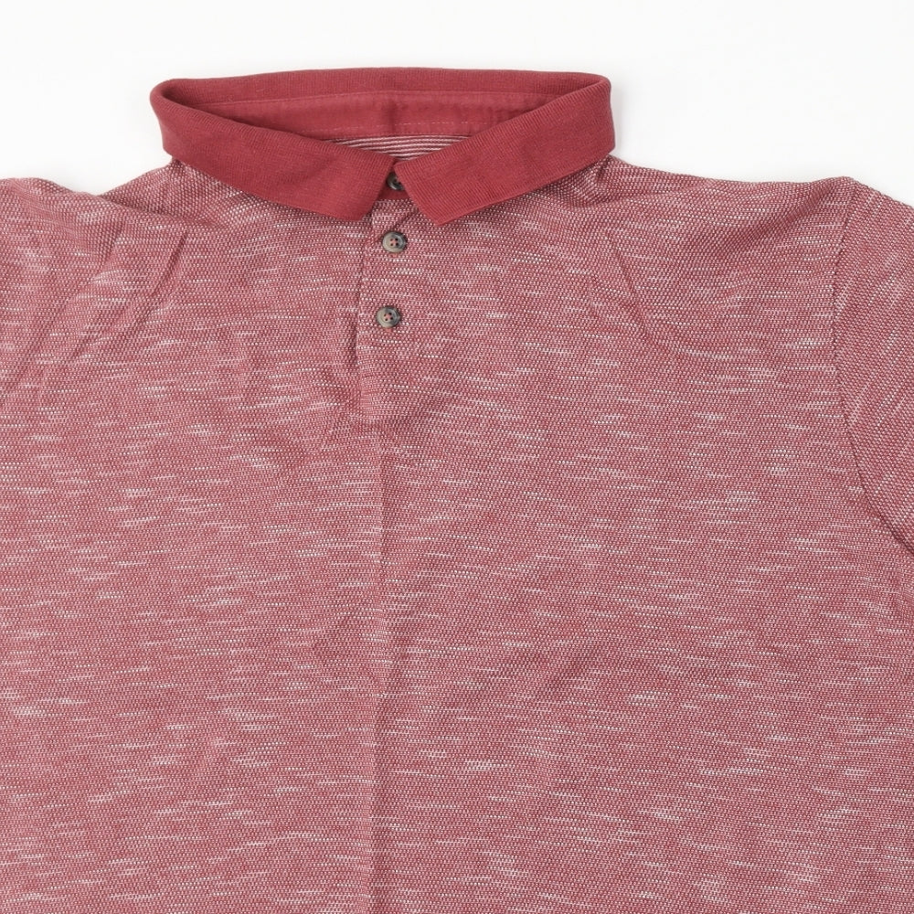 Dunnes Stores Mens Red Cotton Polo Size 3XL Collared Button