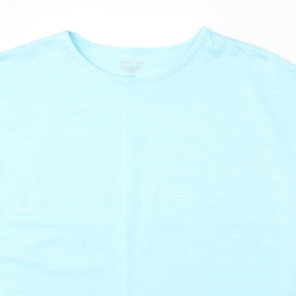 Dunnes Stores Womens Blue Polyester Basic T-Shirt Size L Round Neck