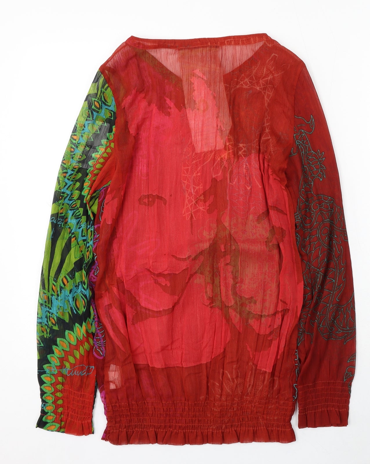 Desigual Womens Red Polyester Basic Blouse Size M Round Neck