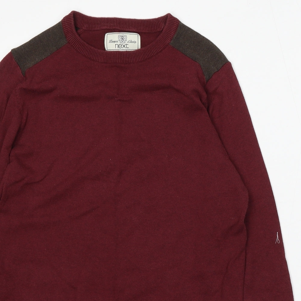 NEXT Mens Red Round Neck Cotton Pullover Jumper Size S
