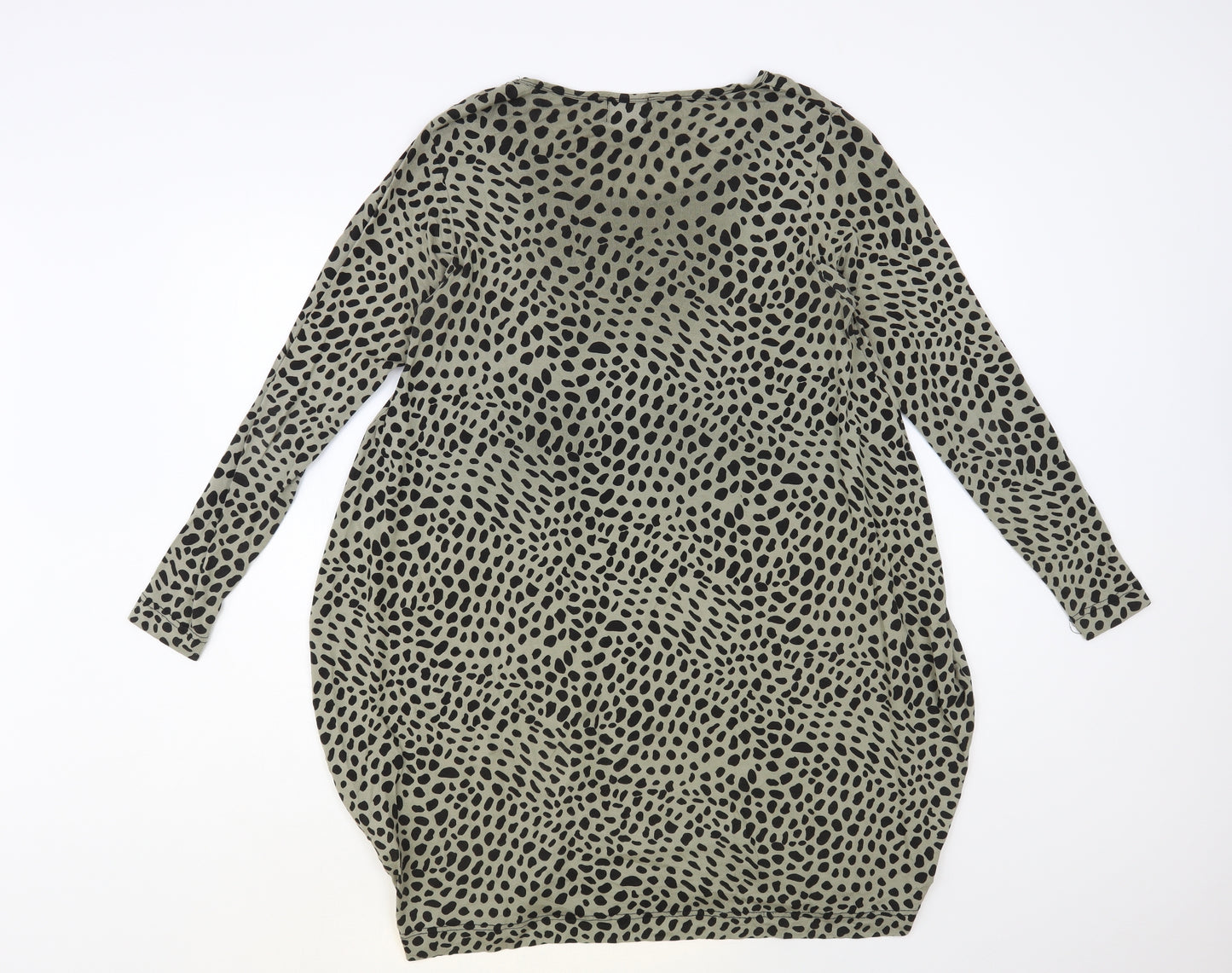 Masai Womens Green Geometric Viscose Tunic Blouse Size M Round Neck