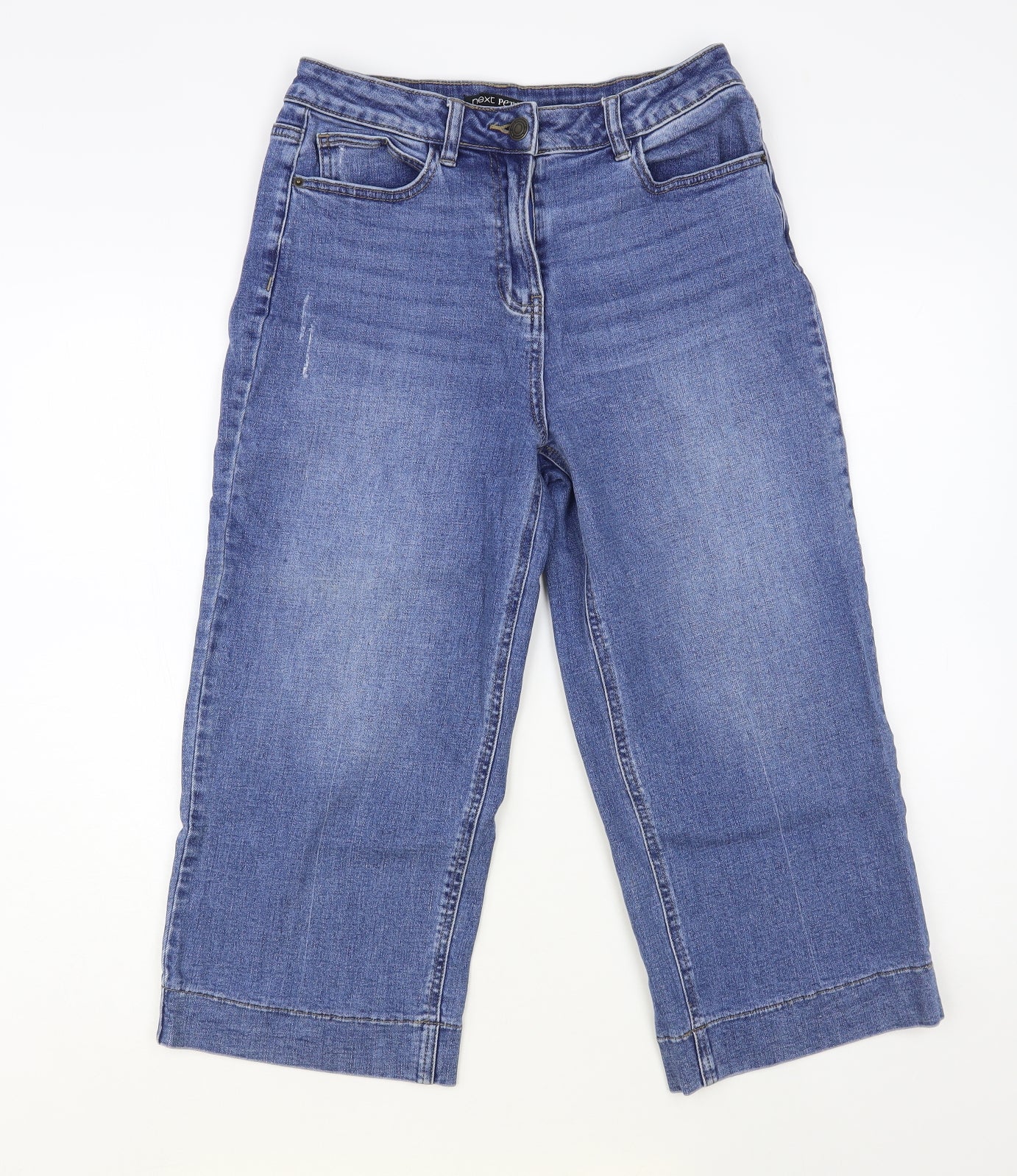 NEXT Womens Blue Cotton Cropped Jeans Size 10 L22 in Regular Button