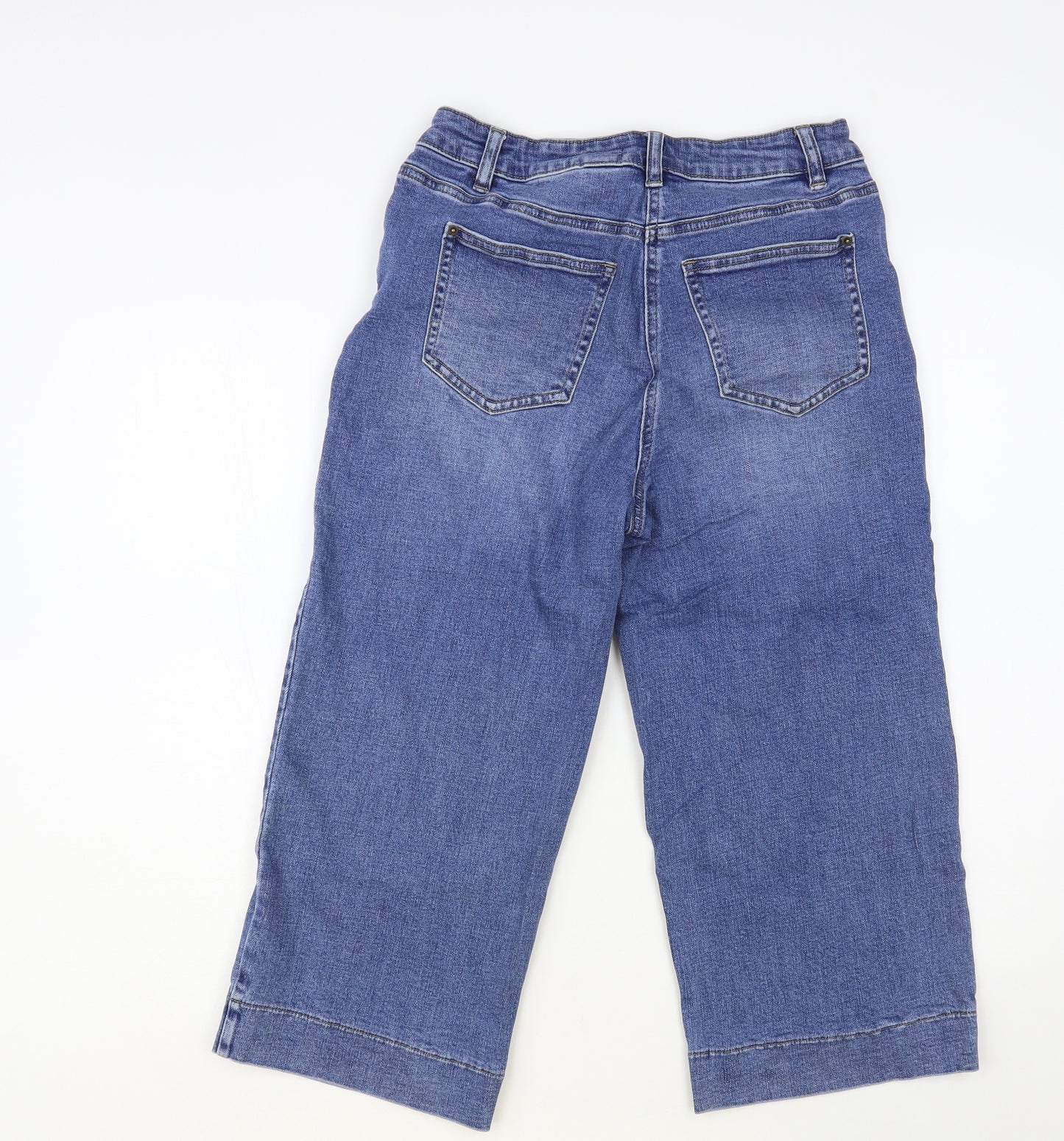 NEXT Womens Blue Cotton Cropped Jeans Size 10 L22 in Regular Button