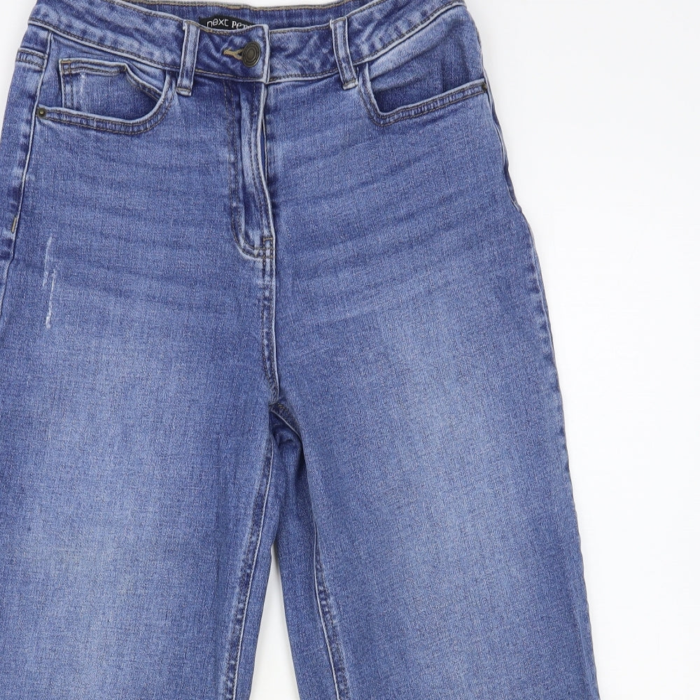 NEXT Womens Blue Cotton Cropped Jeans Size 10 L22 in Regular Button
