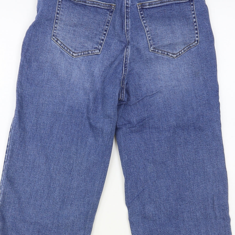 NEXT Womens Blue Cotton Cropped Jeans Size 10 L22 in Regular Button