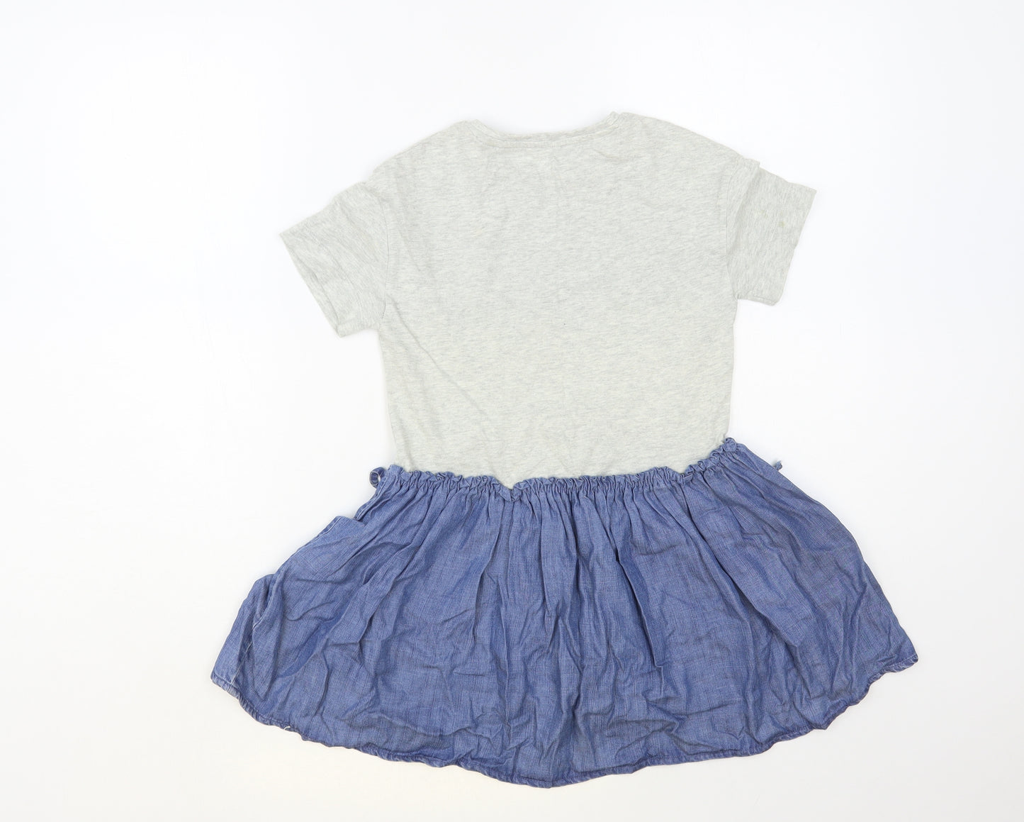 NEXT Girls Grey Cotton T-Shirt Dress Size 5 Years Crew Neck Pullover