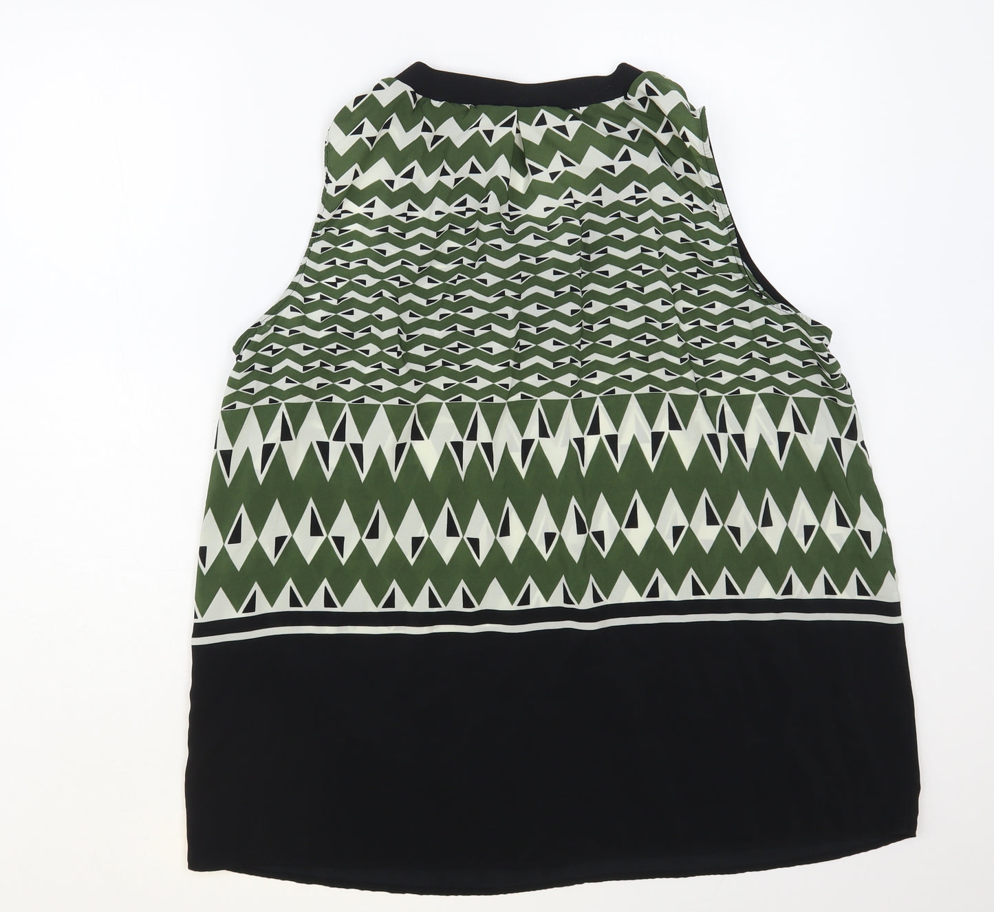 NEXT Womens Green Geometric Polyester Basic Blouse Size 20 V-Neck